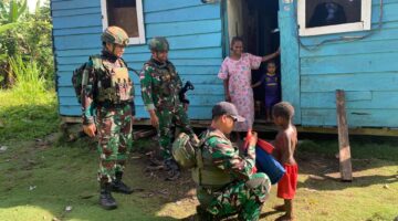 Hadir di Tengah-Tengah Masyarakat Ciptakan Rasa Aman dan Nyaman Satgas Pamtas RI-PNG Kewilayahan Yonif 645/GTY Pos Kobakma Distrik Kobakma Kabupaten Membramo Tengah